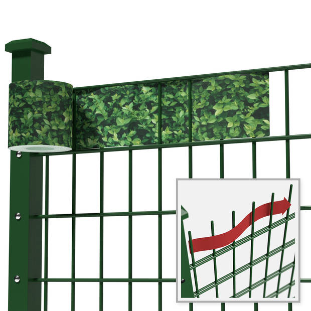 tectake® Privacyfolie voor hek/tuinscherm - 70 meter - 19 cm hoog - incl. bevestigingsclips - UV-bestendig - Buxus