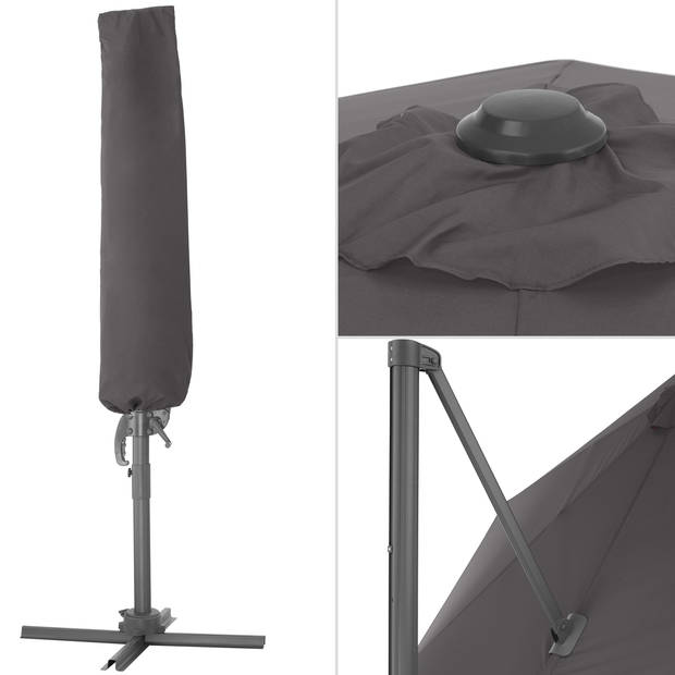 tectake® - zweefparasol – draaibaar - grijs - 403789