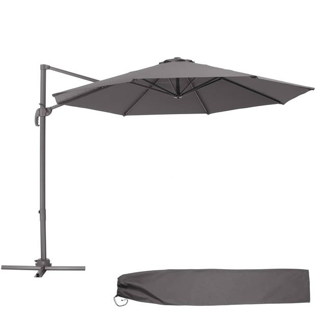 tectake® - zweefparasol – draaibaar - grijs - 403789