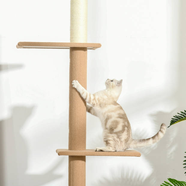 Krabpaal voor katten - Kattenkrabpaal in hoogte verstelbaar - Kattenspeeltjes - 228-260 cm