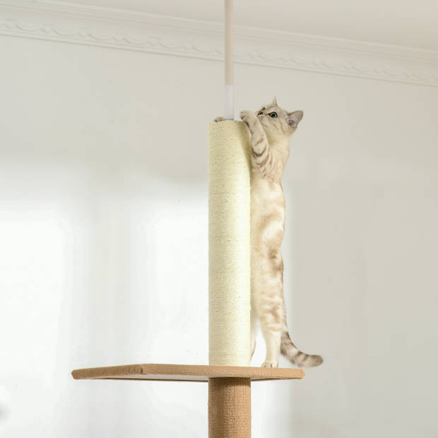 Krabpaal voor katten - Kattenkrabpaal in hoogte verstelbaar - Kattenspeeltjes - 228-260 cm