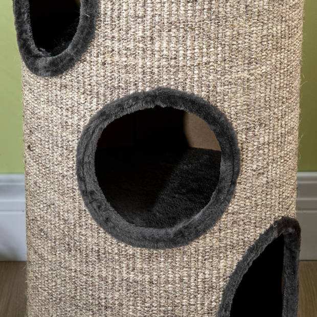 Krabton voor katten - Krabpaal -Kattenspeelgoed - Kattenspeeltjes - Kat - Kattenkrabpaal - Grijs - 38 cm x 38 cm x 70 cm