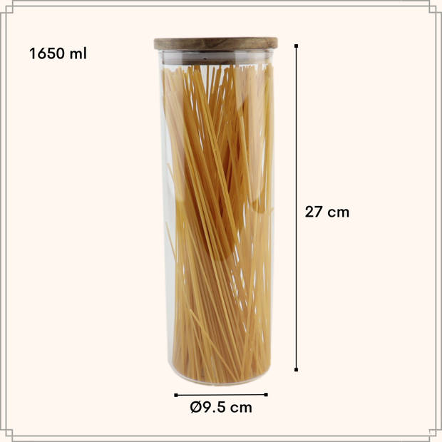 OTIX Voorraadpot - Glas met Deksel - 1650ml - Bruin - Hout