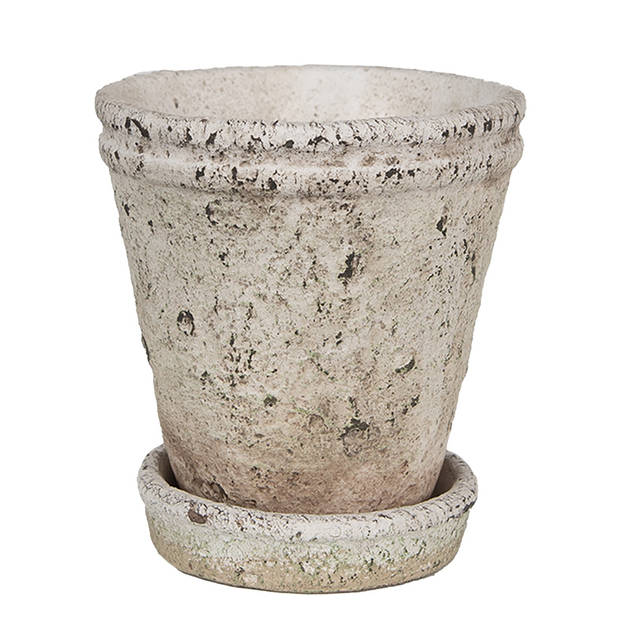 Clayre & Eef Bloempot Ø 13x14 cm Beige Steen Plantenpot Beige Plantenpot