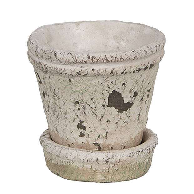 Clayre & Eef Bloempot Ø 9x9 cm Beige Steen Plantenpot Beige Plantenpot