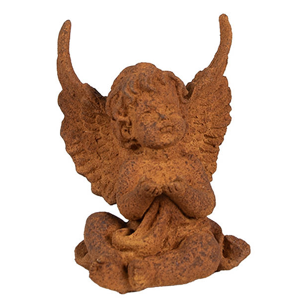 Clayre & Eef Decoratie Beeld Engel 12 cm Bruin Polyresin Religious sculpture Bruin Religious sculpture