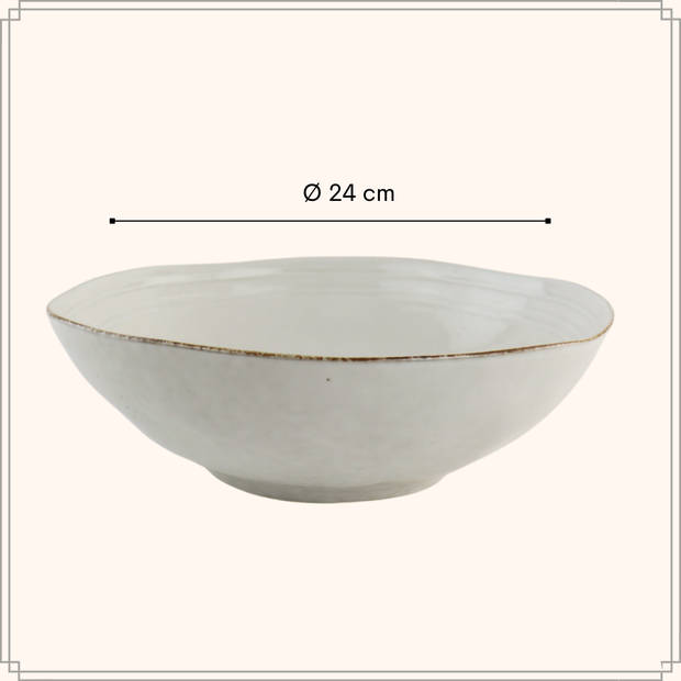 OTIX Serviesset met Saladeschaal - Bordenset - 6 Persoons - 19-delig - Beige - Keramiek - LILY