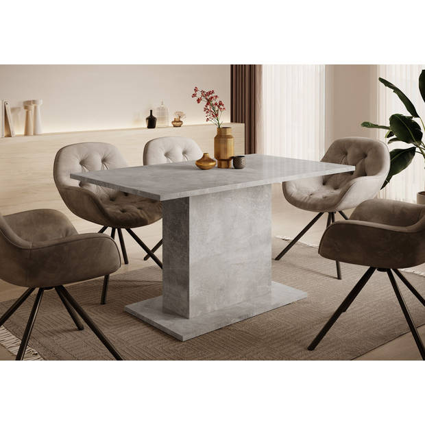 Meubella Eetkamertafel Tova - Grijs betonlook - 138 cm