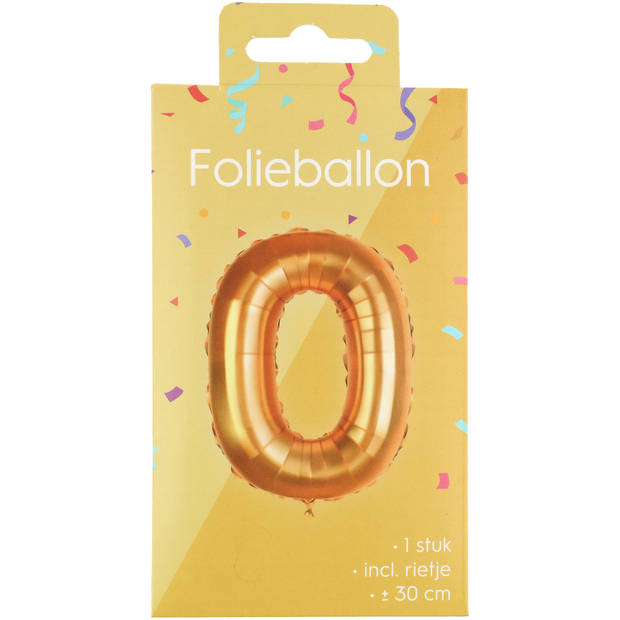 Folieballon - goud - cijfer 0