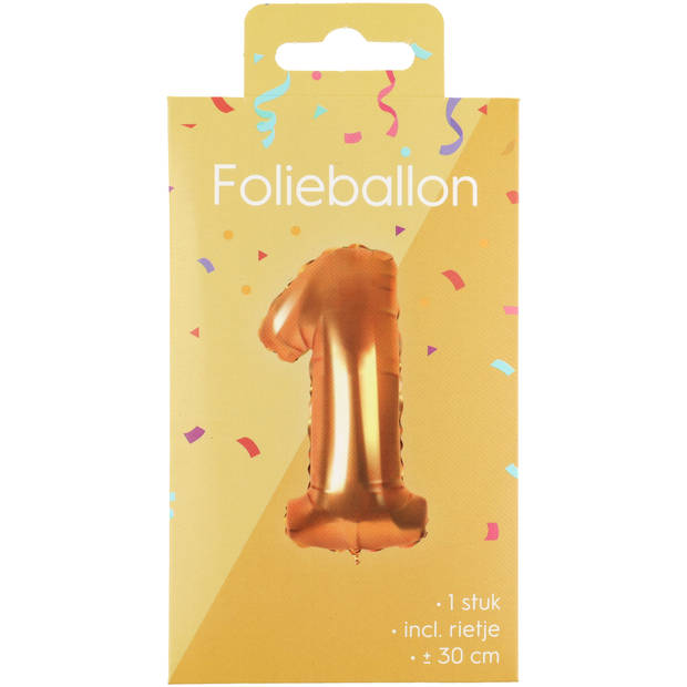 Folieballon - goud - cijfer 1