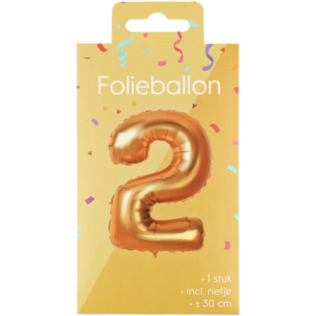 Folieballon - goud - cijfer 2