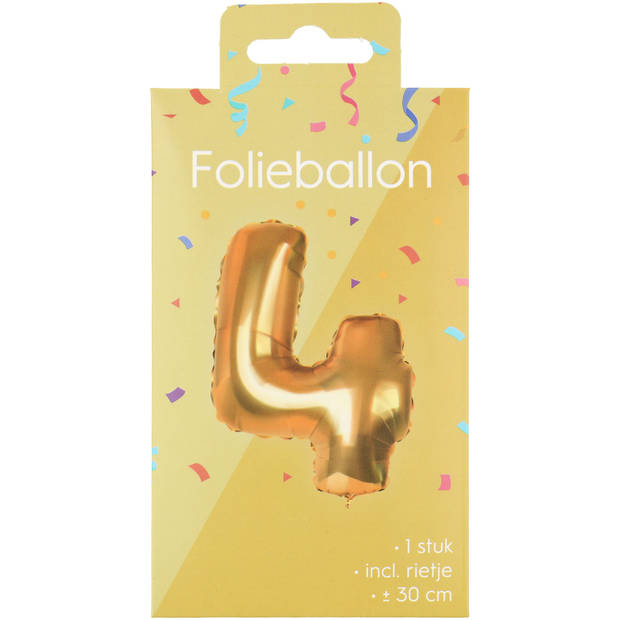 Folieballon - goud - cijfer 4