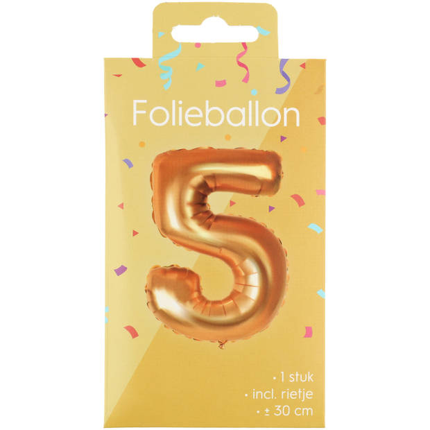 Folieballon - goud - cijfer 5