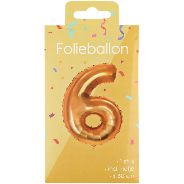 Folieballon - goud - cijfer 6