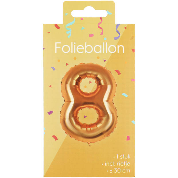 Folieballon - goud - cijfer 8