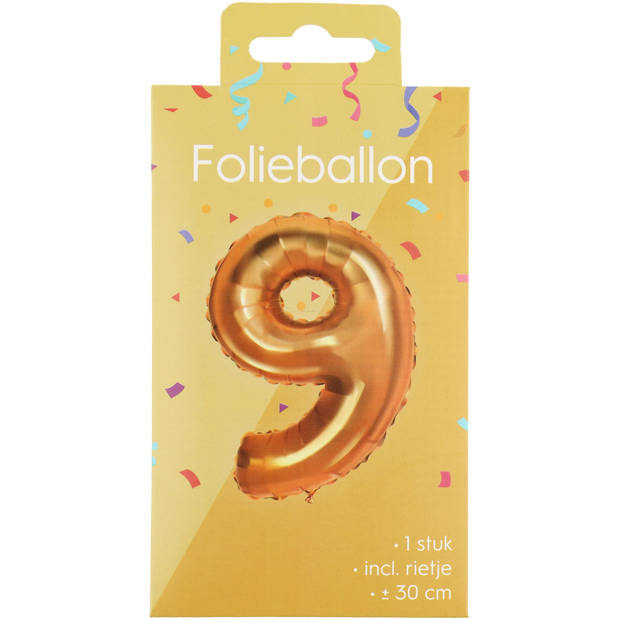 Folieballon - goud - cijfer 9