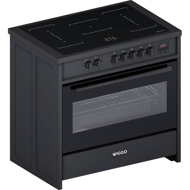 Wiggo WIO-E921A(BB) - Freestanding - Induction - Elektrische Oven - 90cm - 8 Function - 121 Liter - 3000 W - Zwart