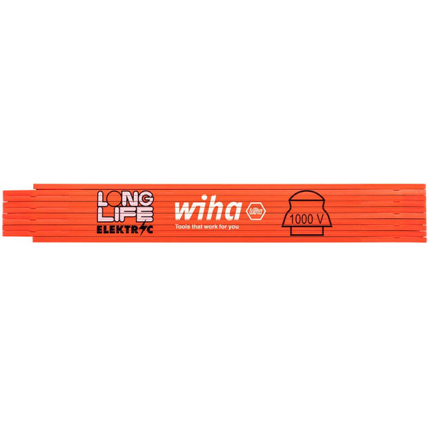 Wiha elektriciensduimstok longlife 2 m metrisch, 10 delen (42068) oranje