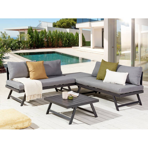 Beliani COCCORINO - Loungeset-Grijs-Aluminium