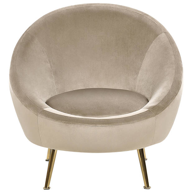 Beliani LANGA - Fauteuil-Beige-Fluweel