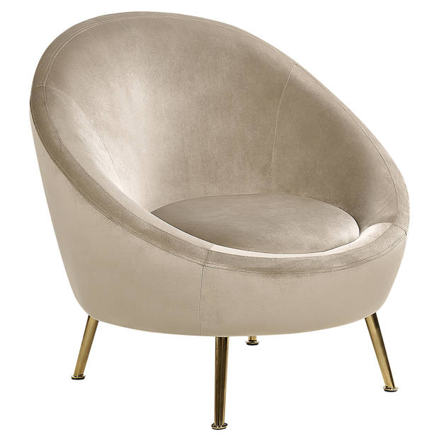 Beliani LANGA - Fauteuil-Beige-Fluweel