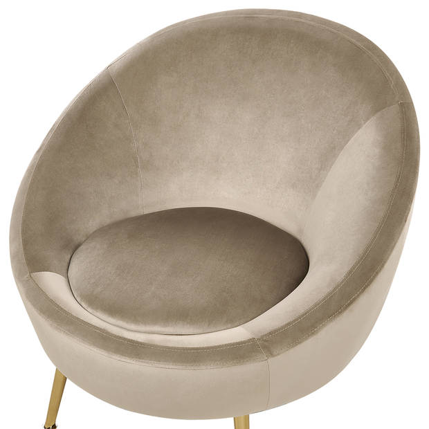 Beliani LANGA - Fauteuil-Beige-Fluweel