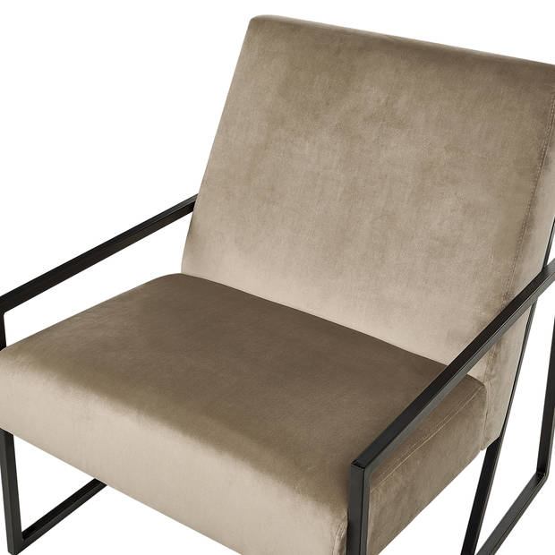 Beliani DELARY - Fauteuil-Beige-Fluweel