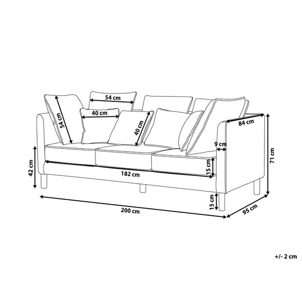 Beliani FENSTAD - Driezitsbank-Grijs-Polyester