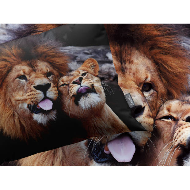 Eleganzzz Dekbedovertrek Micropercal Wild Lion - zwart 200x200/220cm