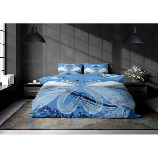 Eleganzzz Dekbedovertrek Micropercal Iternal Love - blauw 140x200/220cm