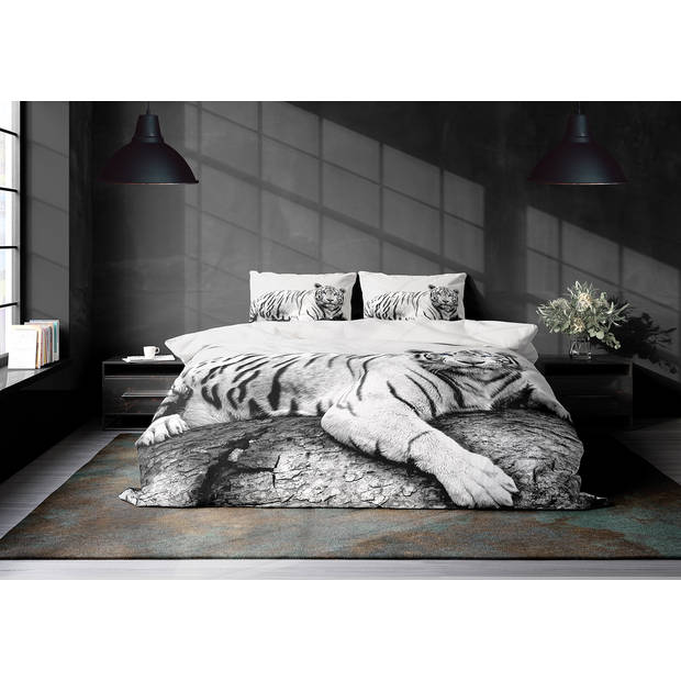 Eleganzzz Dekbedovertrek Micropercal White Tiger - wit 240x200/220cm