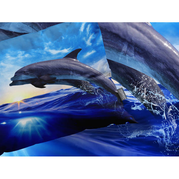 Eleganzzz Dekbedovertrek Micropercal Dolphins - blauw 140x200/220cm