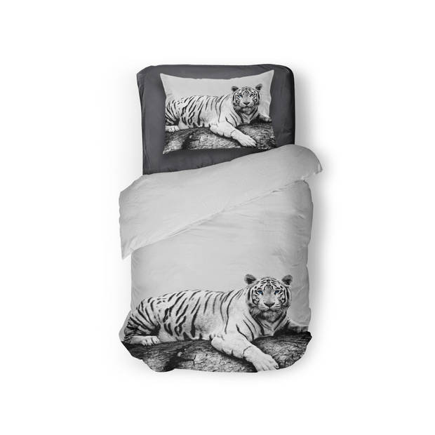 Eleganzzz Dekbedovertrek Micropercal White Tiger - wit 140x200/220cm