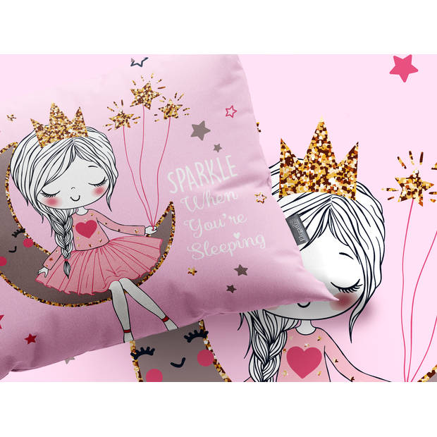 Eleganzzz Kinder Dekbedovertrek Micropercal Princess of the Stars - roze 140x200cm
