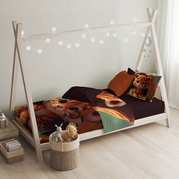 Eleganzzz Kinder Dekbedovertrek Micropercal Bobby - bruin 140x200cm