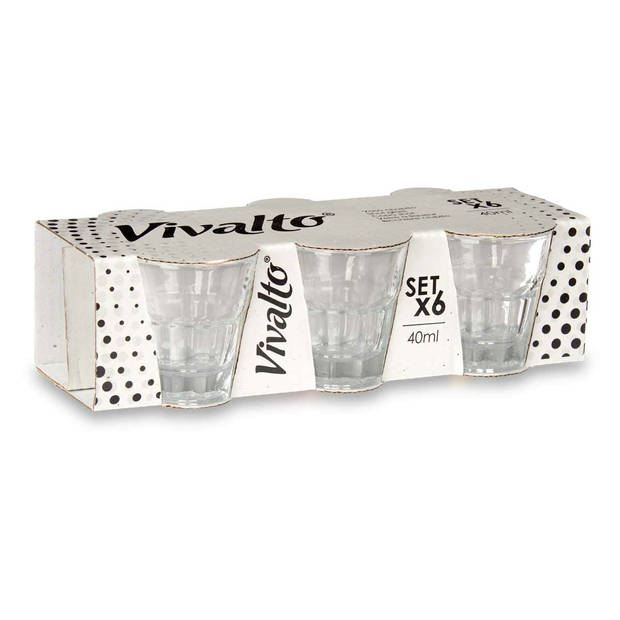 Vivalto shotglaasjes - 12x - glas - transparant - 40 ml - Shotglazen