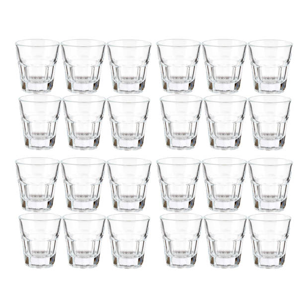 Vivalto shotglaasjes - 24x - glas - transparant - 40 ml - Shotglazen