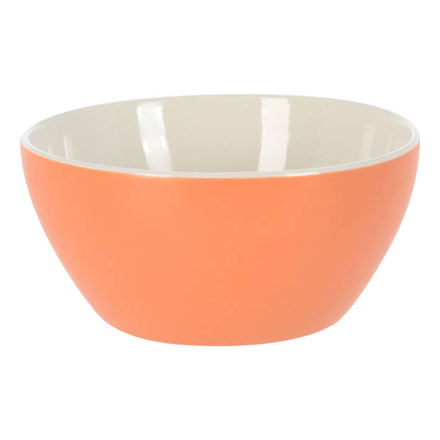 Excellent Houseware Soepkommen/schaaltjes - 4x - Acapulco - porselein - D14 x H6.5 cm - oranje - Kommetjes