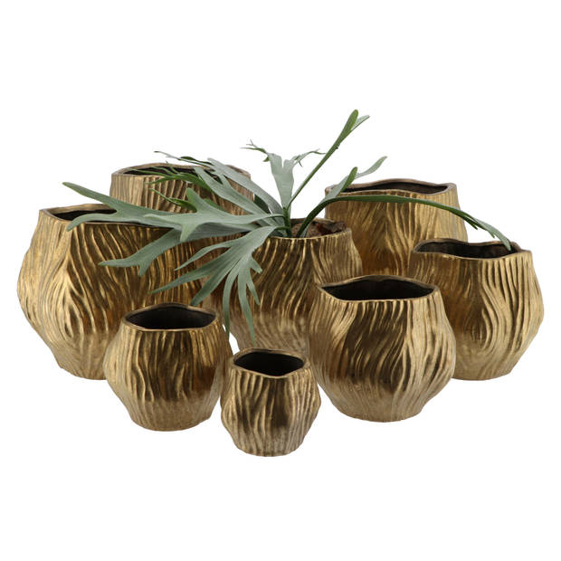 DK Design Bloempot organisch model Multan - goud - D19 x H16 cm - Plantenpotten