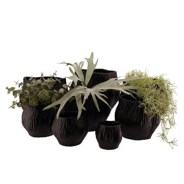 DK Design Bloempot organisch model Multan - zwart - D27 x H23 cm - Plantenpotten