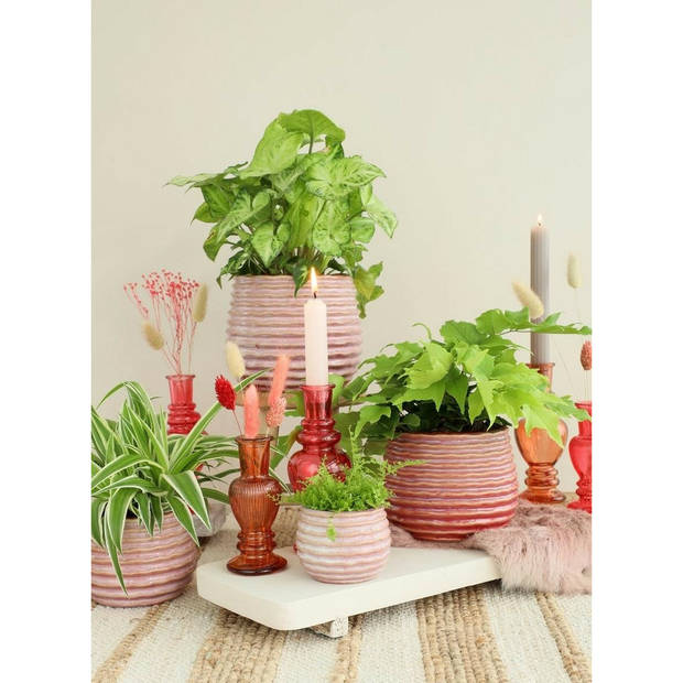 Ideas4seasons Bloempot/plantenpot - 2x - zachtroze - voor kamerplant - D14 x H10 cm - Plantenpotten