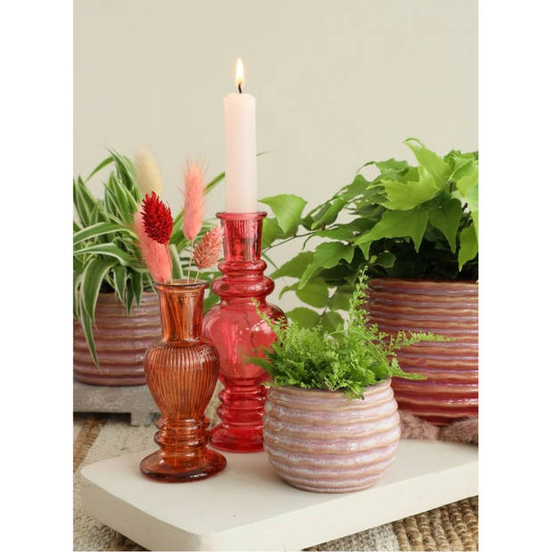 Ideas4seasons Bloempot/plantenpot - 2x - zachtroze - voor kamerplant - D16 x H13 cm - Plantenpotten