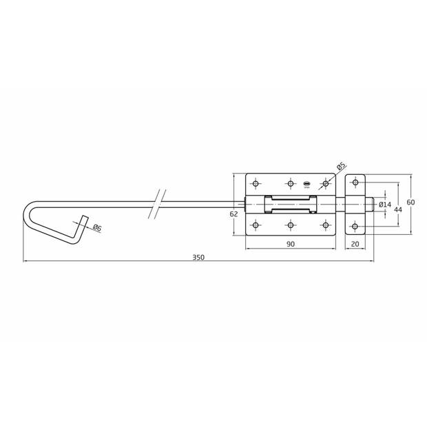 AMIG Verticaal schuifslot/plaatgrendel - staal - 35 x 6.2cm - verzinkt - schutting - poort - Grendels