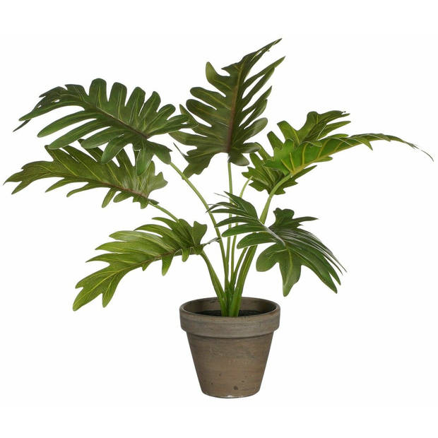 Mica Decoration kunstplant Philodendron - 2x - groen - H30 en D27 cm - Kamerplant - Kunstplanten