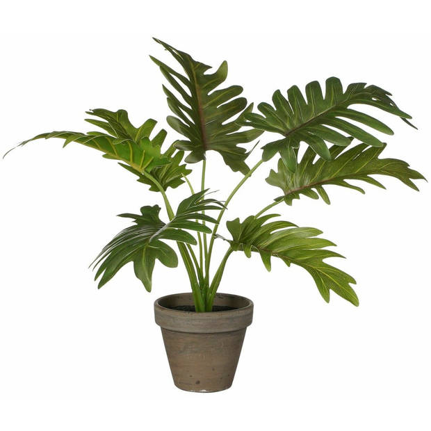 Mica Decoration kunstplant Philodendron - groen - H30 en D27 cm - Kamerplant - Kunstplanten