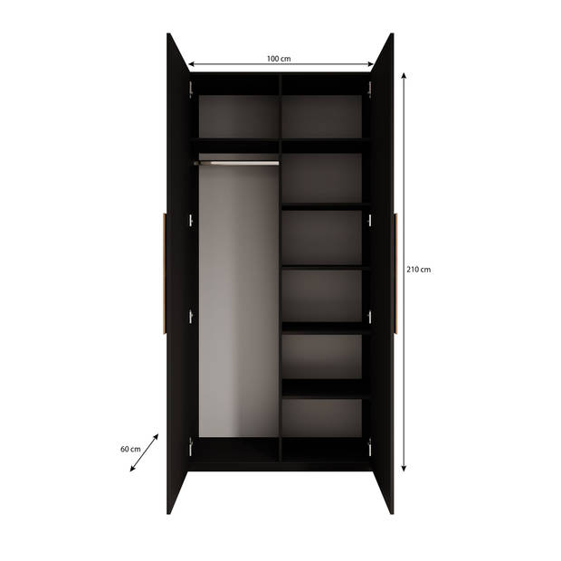 Meubella Kledingkast Orlin - Zwart - 100 cm