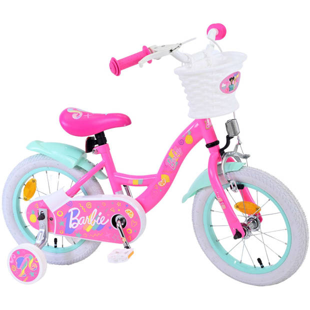 Mattel Meisjesfiets Barbie 14 Inch 23 cm Meisjes Terugtraprem Roze/Mintgroen