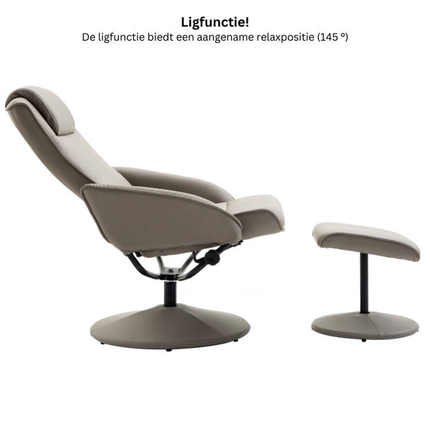 Relaxstoel met voetenbankje - Stoelen - Relax fauteuil - Stoel - Draaifauteuil - Draaistoel - Grijs - L78 × B71 × H1...