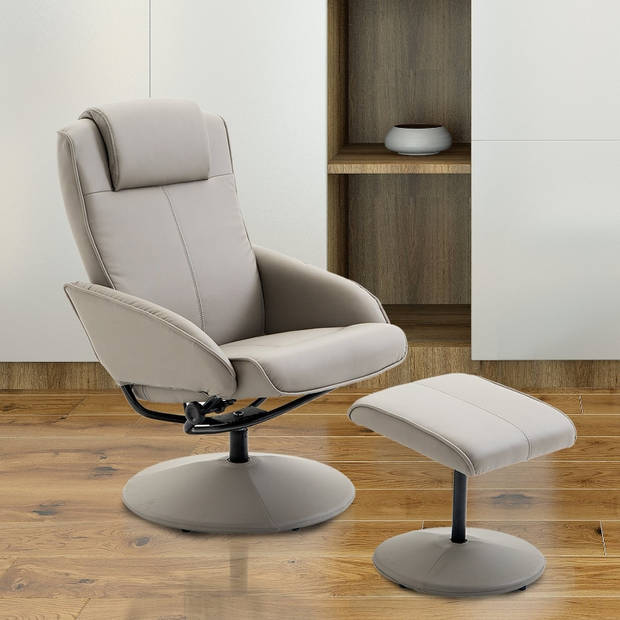 Relaxstoel met voetenbankje - Stoelen - Relax fauteuil - Stoel - Draaifauteuil - Draaistoel - Grijs - L78 × B71 × H1...