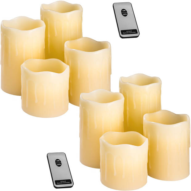 tectake® - 2 sets van 4 led kaarsen met afstandsbediening - verschillende hoogtes - 402889